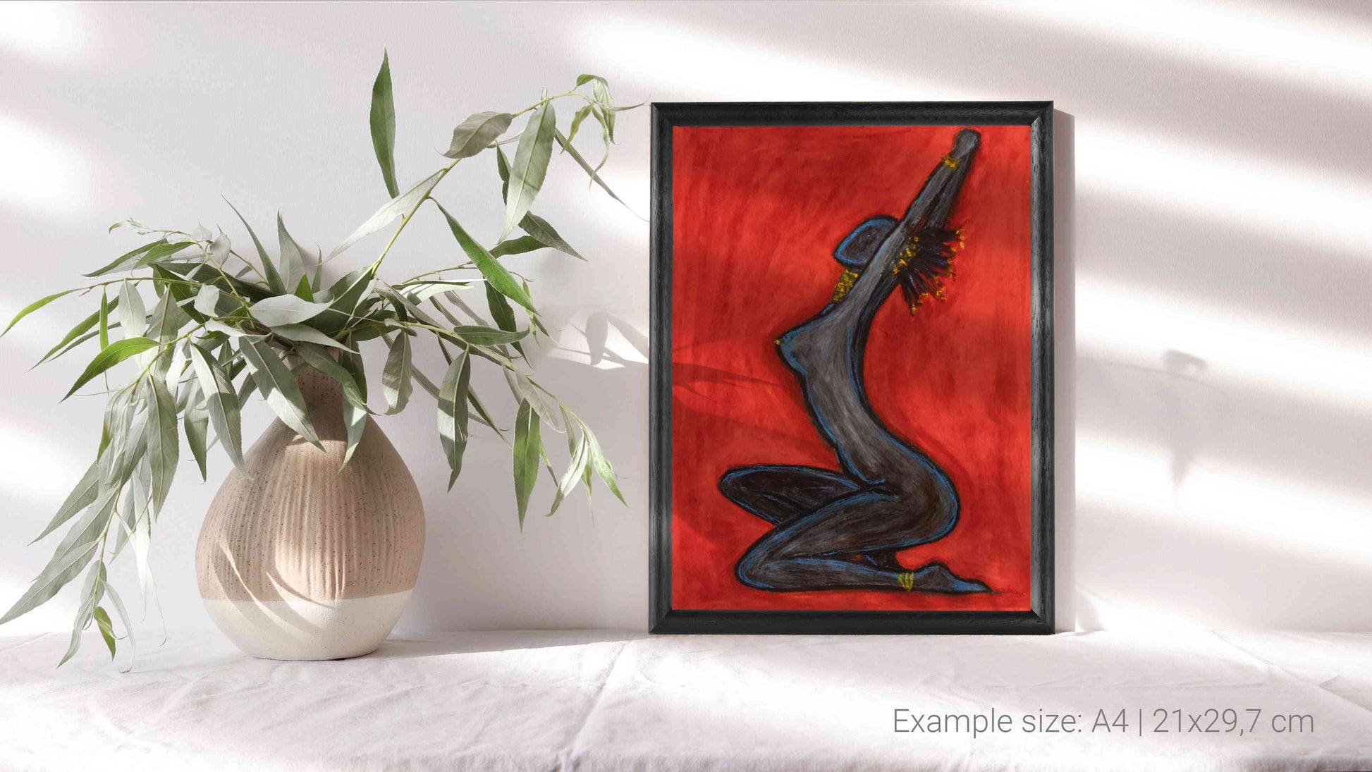 fine art print yoga in red A4